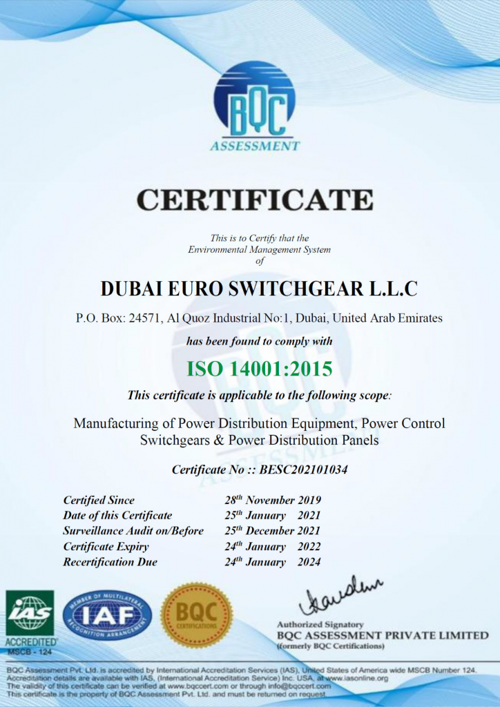 Certificates – Dubai Euro Switchgear 11